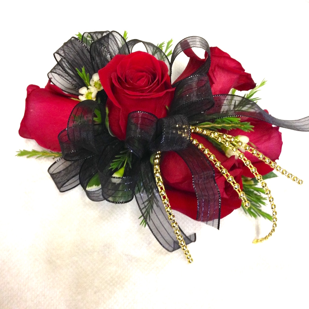 Red Black Corsage